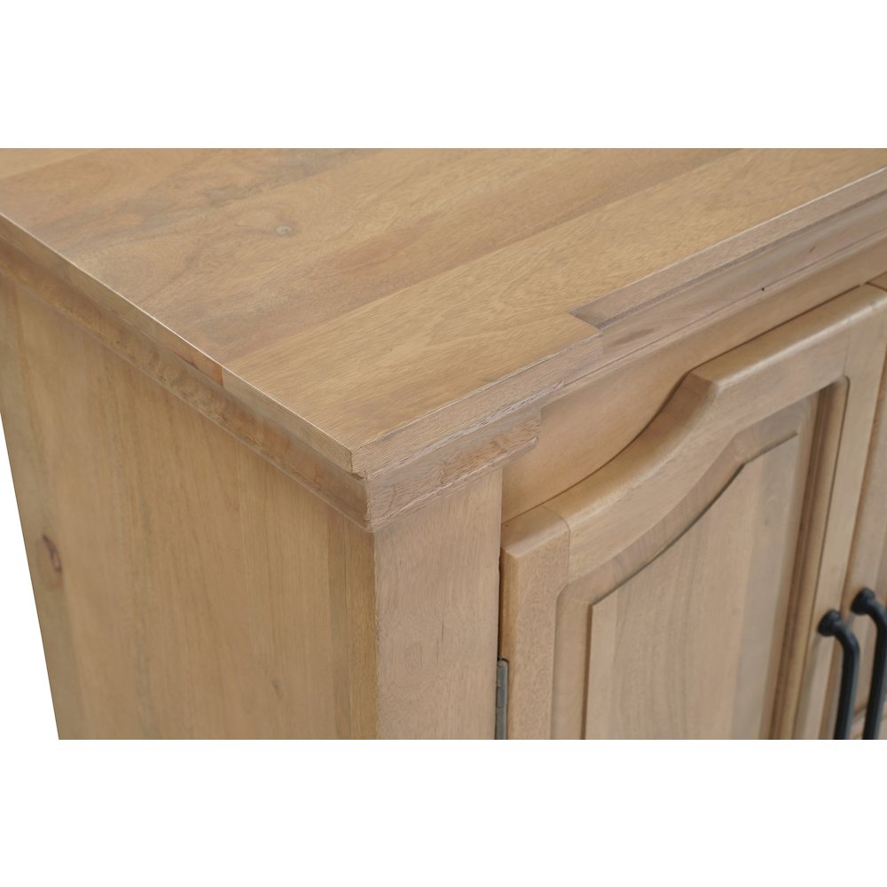 Solid Mango Wood Sideboard Cabinet with Arched Door Design Natural Brown Finish. Picture 4