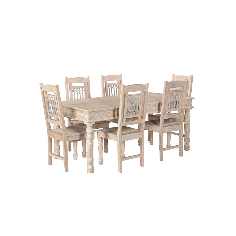 Eldris 72" Carved Solid Wood Dining Table. Picture 5