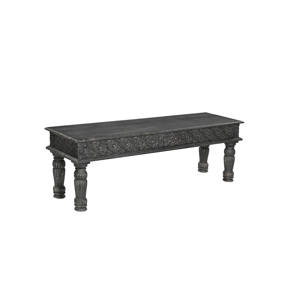 Eldris 58" Carved Solid Wood Dining Bench. Picture 1