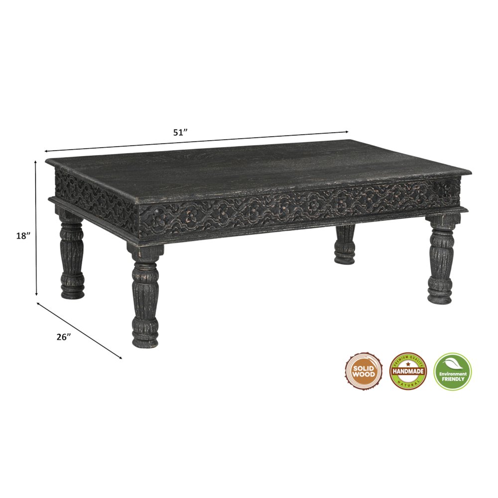 Eldris 3-piece Carved Solid Wood Living Room Table Set. Picture 8