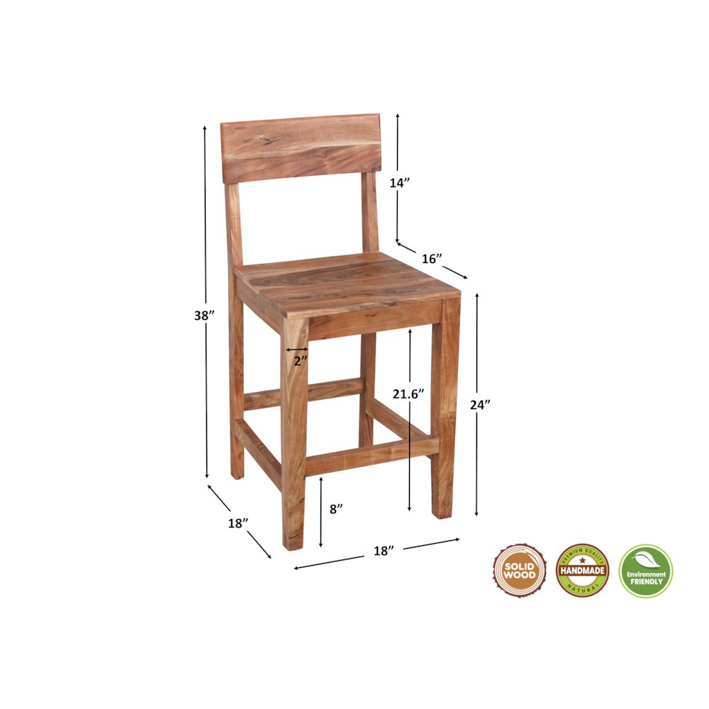 Oren Solid Wood Counter Chair. Picture 2