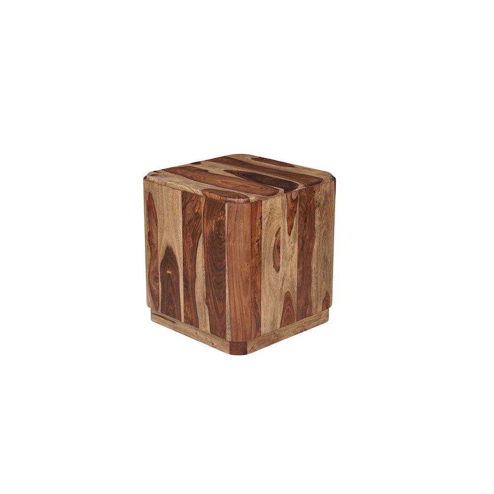 Marin Solid Wood Square End Table with Low-Profile Platform Base, Brown Finish. Picture 1