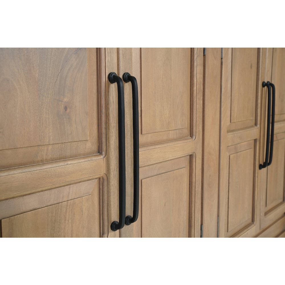 Solid Mango Wood Sideboard Cabinet with Arched Door Design Natural Brown Finish. Picture 6