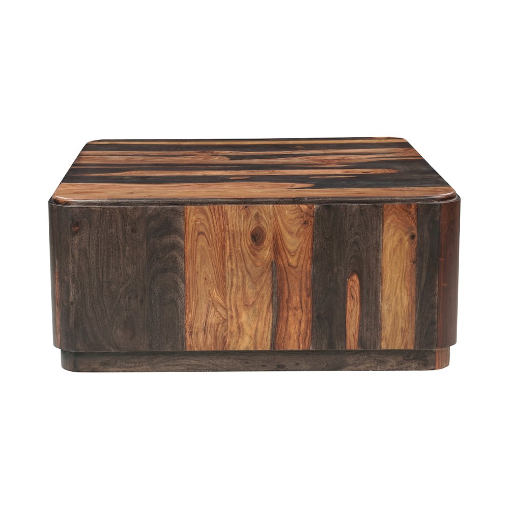 Marin Solid Wood Square Coffee Table with Low-Profile Base, Brown Finish. Picture 2
