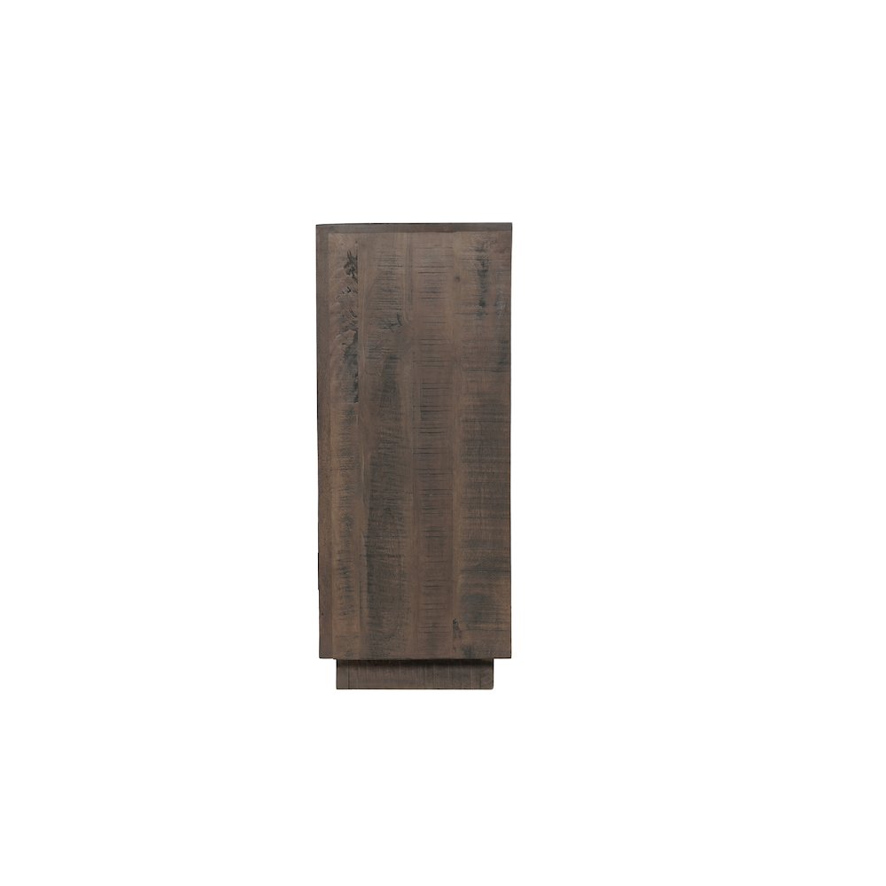Lennox Solid Wood Sideboard with 4 Fluted Doors, Rustic Brown Finish. Picture 6