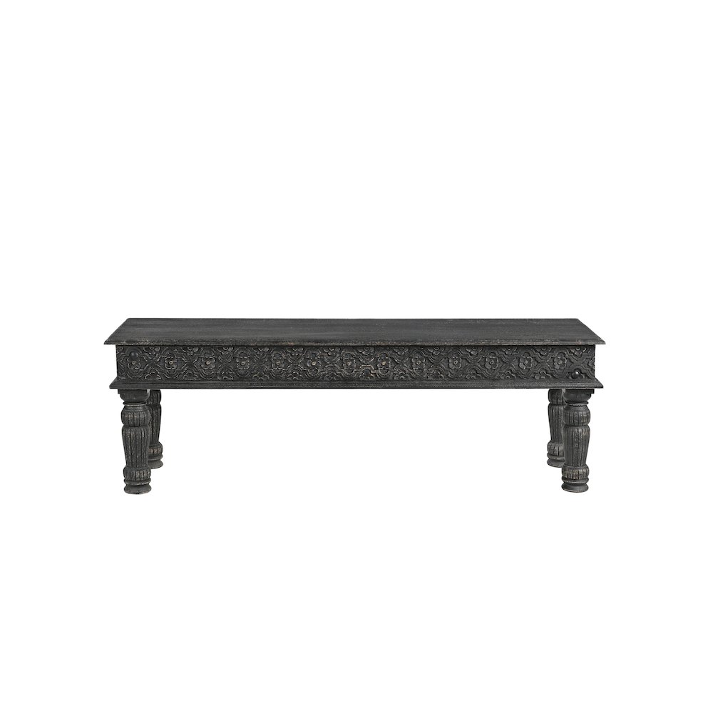 Eldris 58" Carved Solid Wood Dining Bench. Picture 2