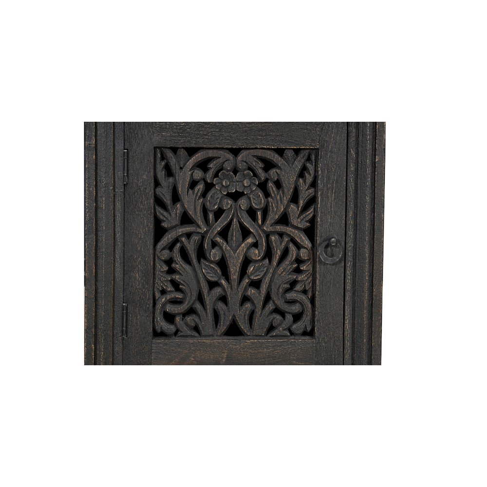 Calista 3-drawer 1-door Floral Carved Solid Wood Desk. Picture 5