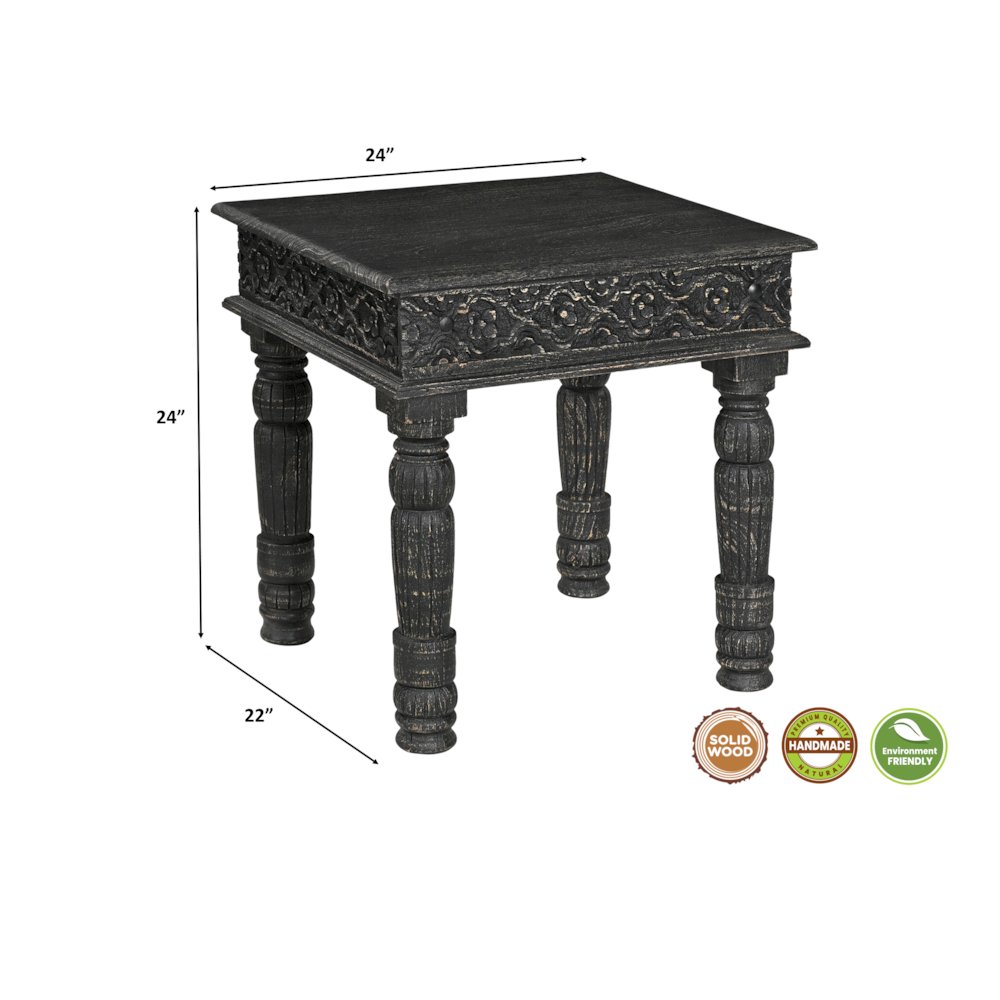 Eldris Carved Solid Wood End Table. Picture 5