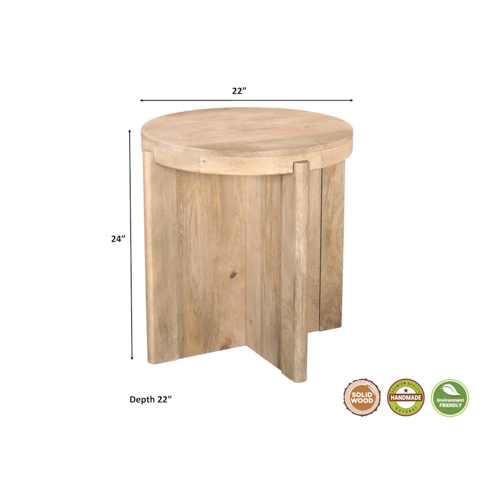 Adrien Round Solid Wood End Table. Picture 6