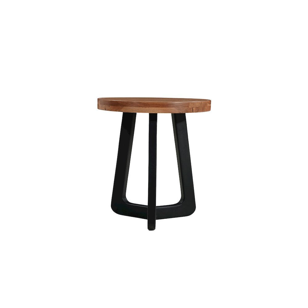 Renith Round Solid Wood End Table, Brown. Picture 2
