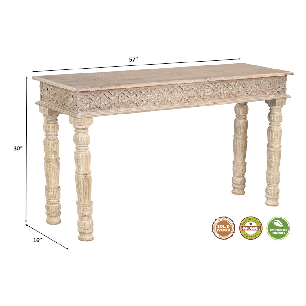 Eldris Carved Solid Wood Console Table. Picture 4