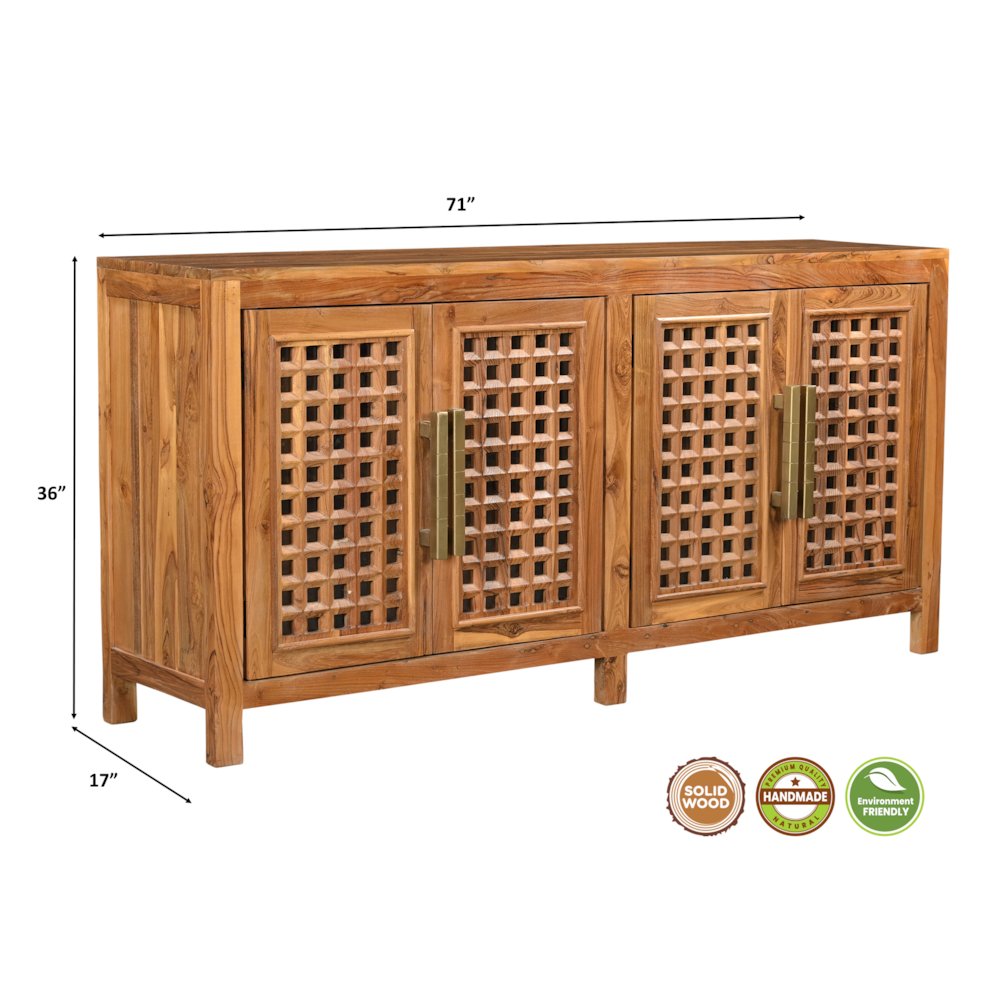 Grayson 4-door Carved Solid Wood Sideboard. Picture 8