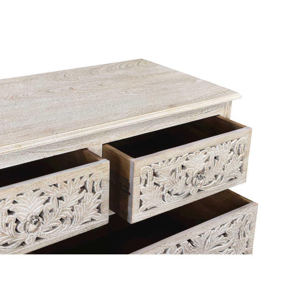 Elowen 7-drawer Floral Carved Solid Wood Dresser. Picture 4