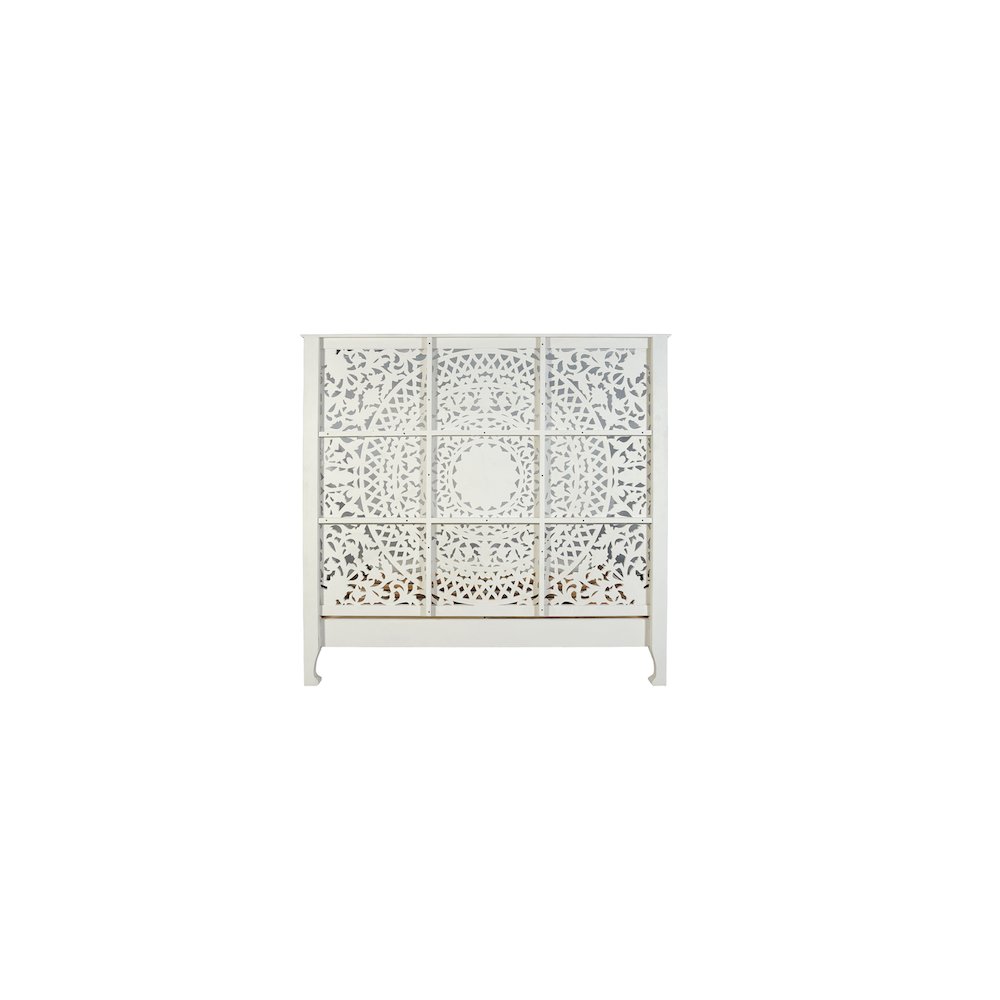 Auden Floral Carved Solid Wood Queen Panel Bed. Picture 9