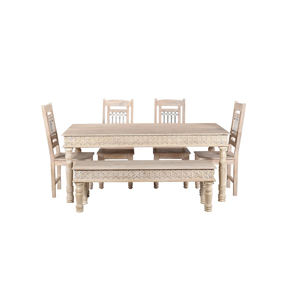 Eldris 60" Carved Solid Wood Dining Table. Picture 4