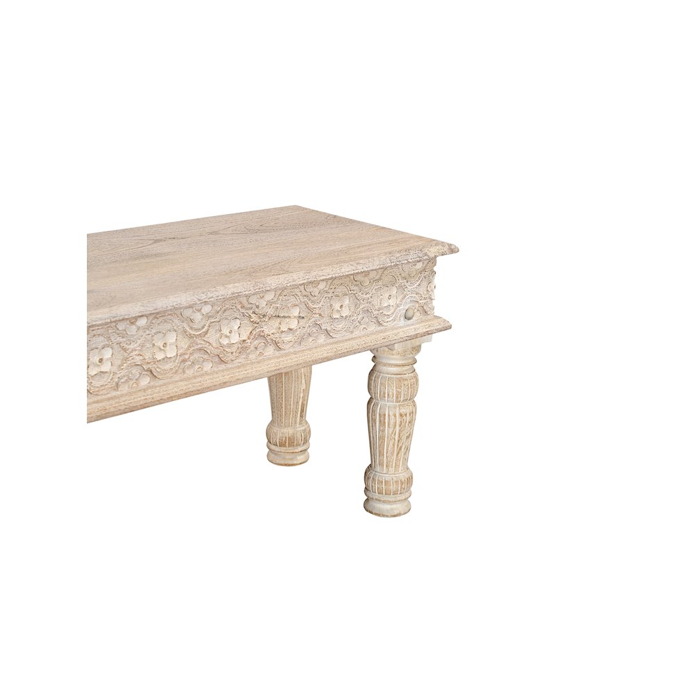 Eldris 58" Carved Solid Wood Dining Bench. Picture 3