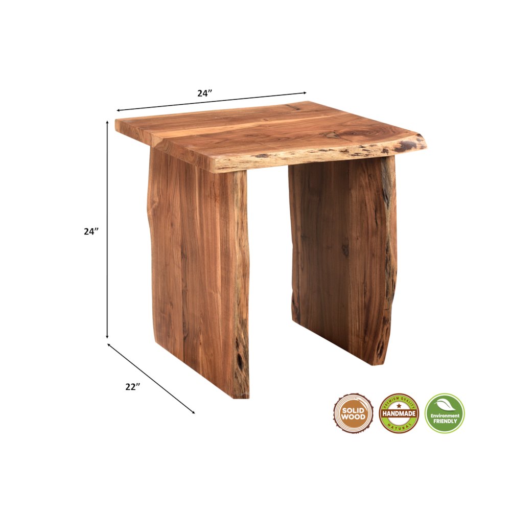 Oren 3-piece Live Edge Solid Wood Living Room Table Set. Picture 9