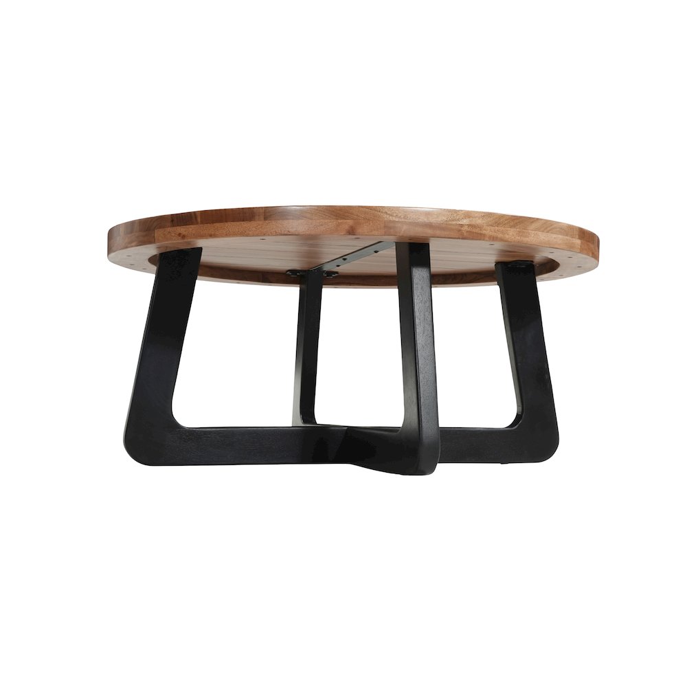 Renith Round Solid Wood Coffee Table, Brown. Picture 5