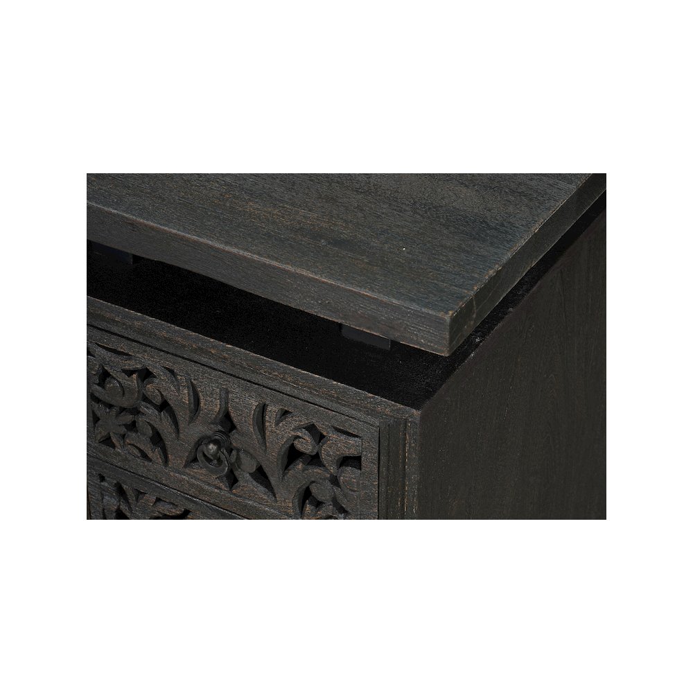 Calista 3-drawer 1-door Floral Carved Solid Wood Desk. Picture 4