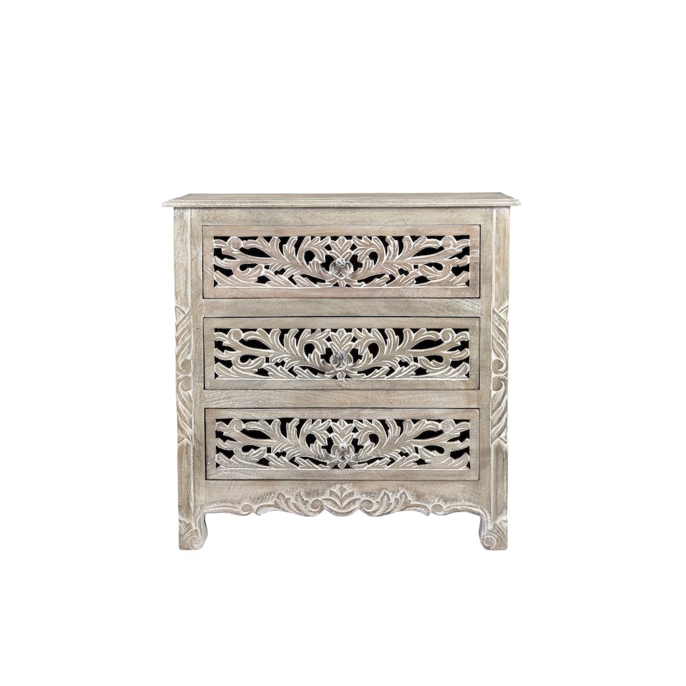 Auden 3-piece Floral Carved Solid Wood Bedroom Set. Picture 3