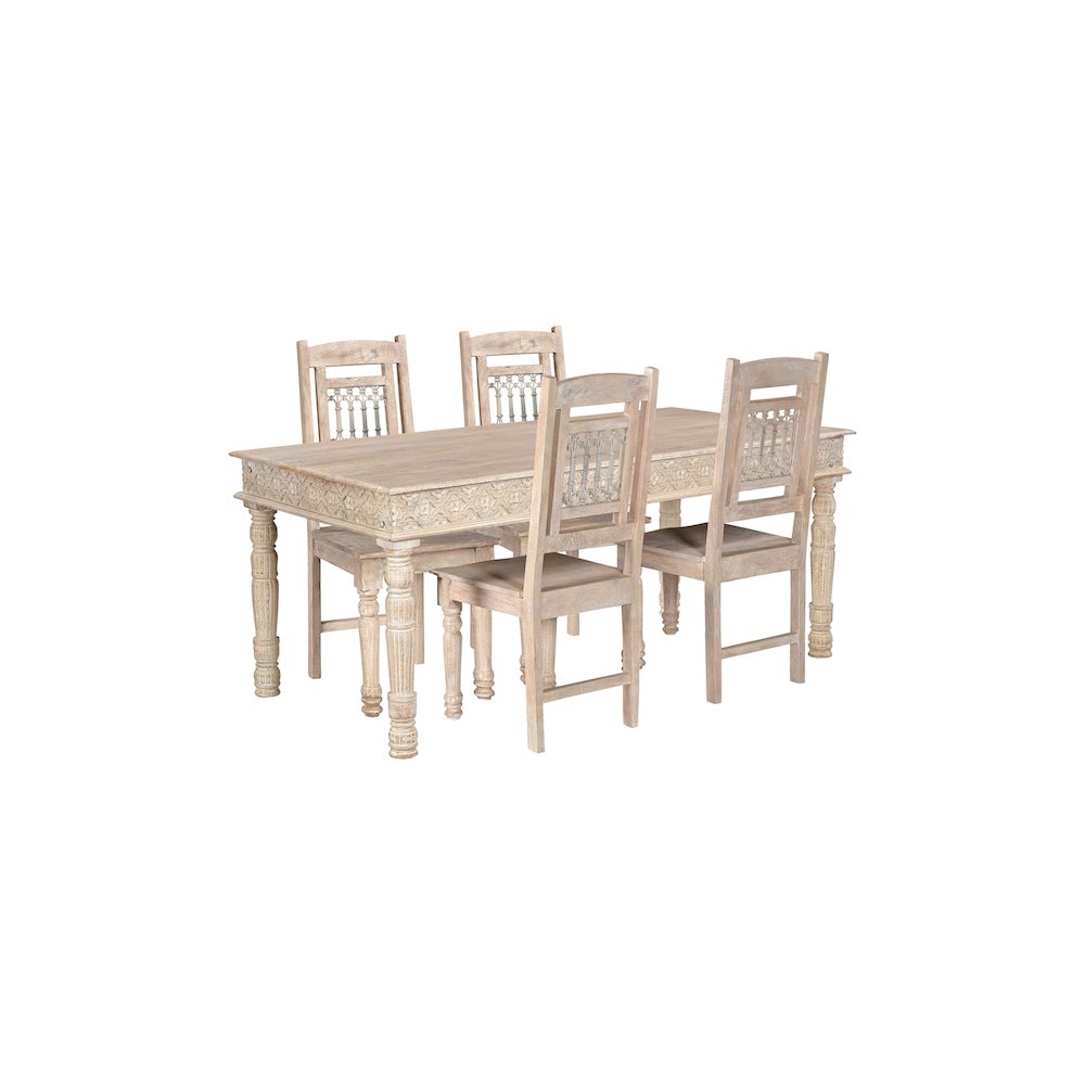 Eldris 60" Carved Solid Wood Dining Table. Picture 5