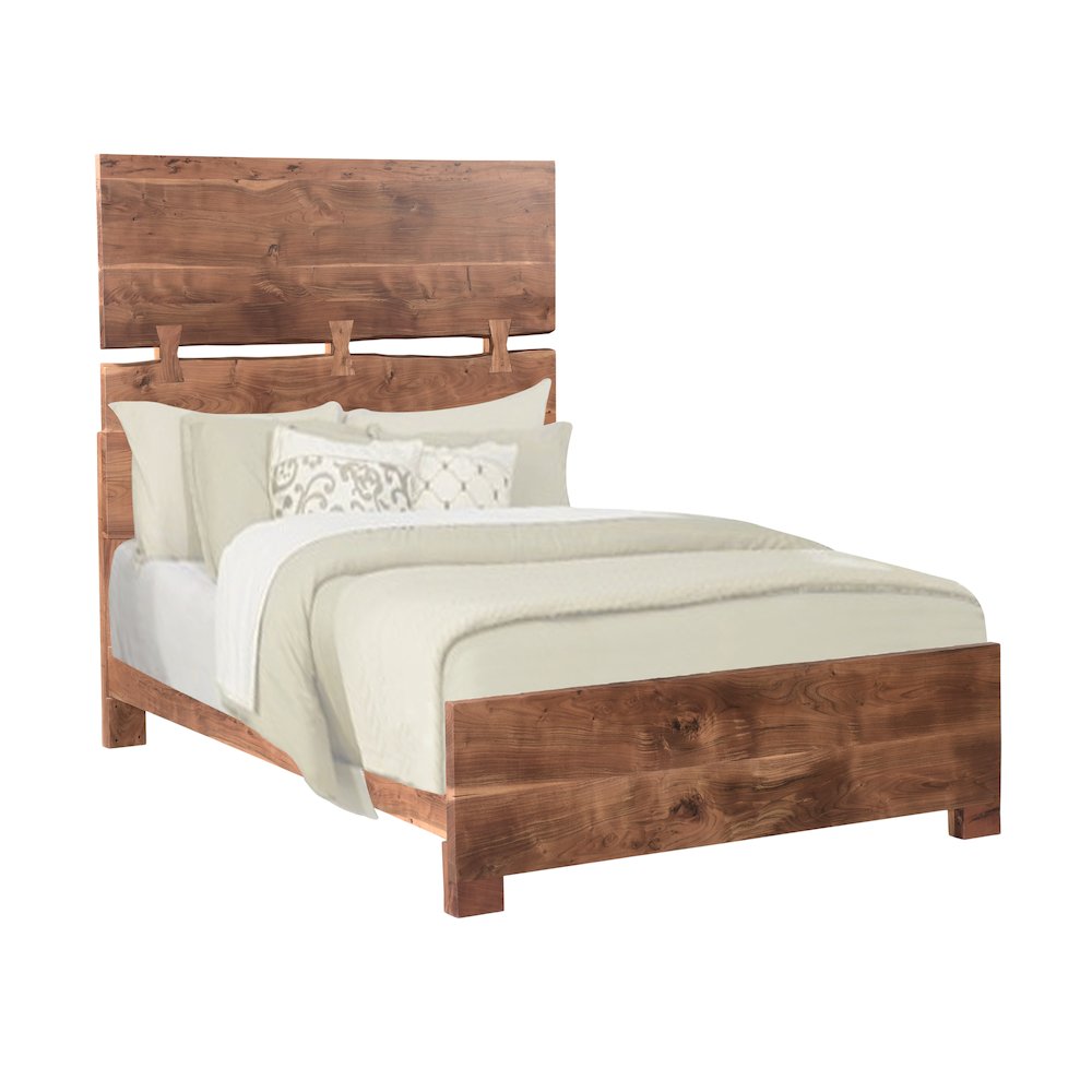 Oren Live Edge Solid Wood Queen Panel Bed. Picture 1