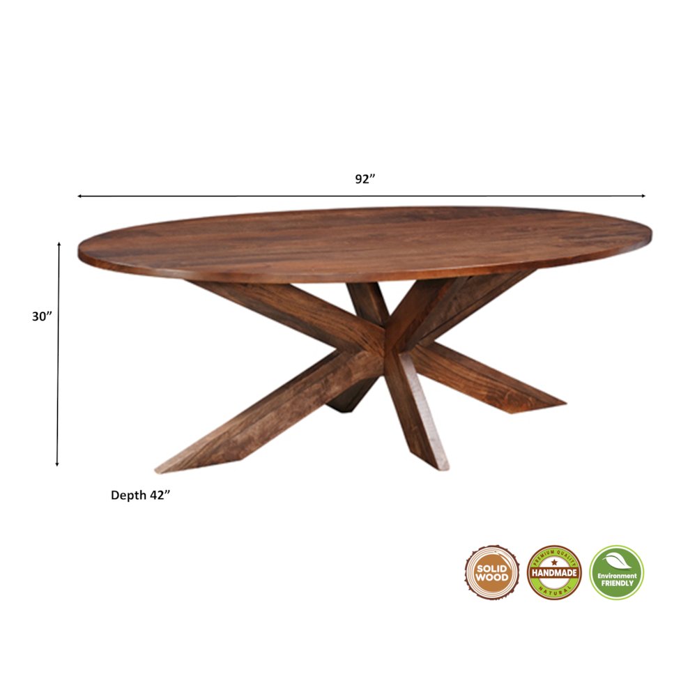 Renith 92" Solid Wood Oval Dining Table. Picture 5