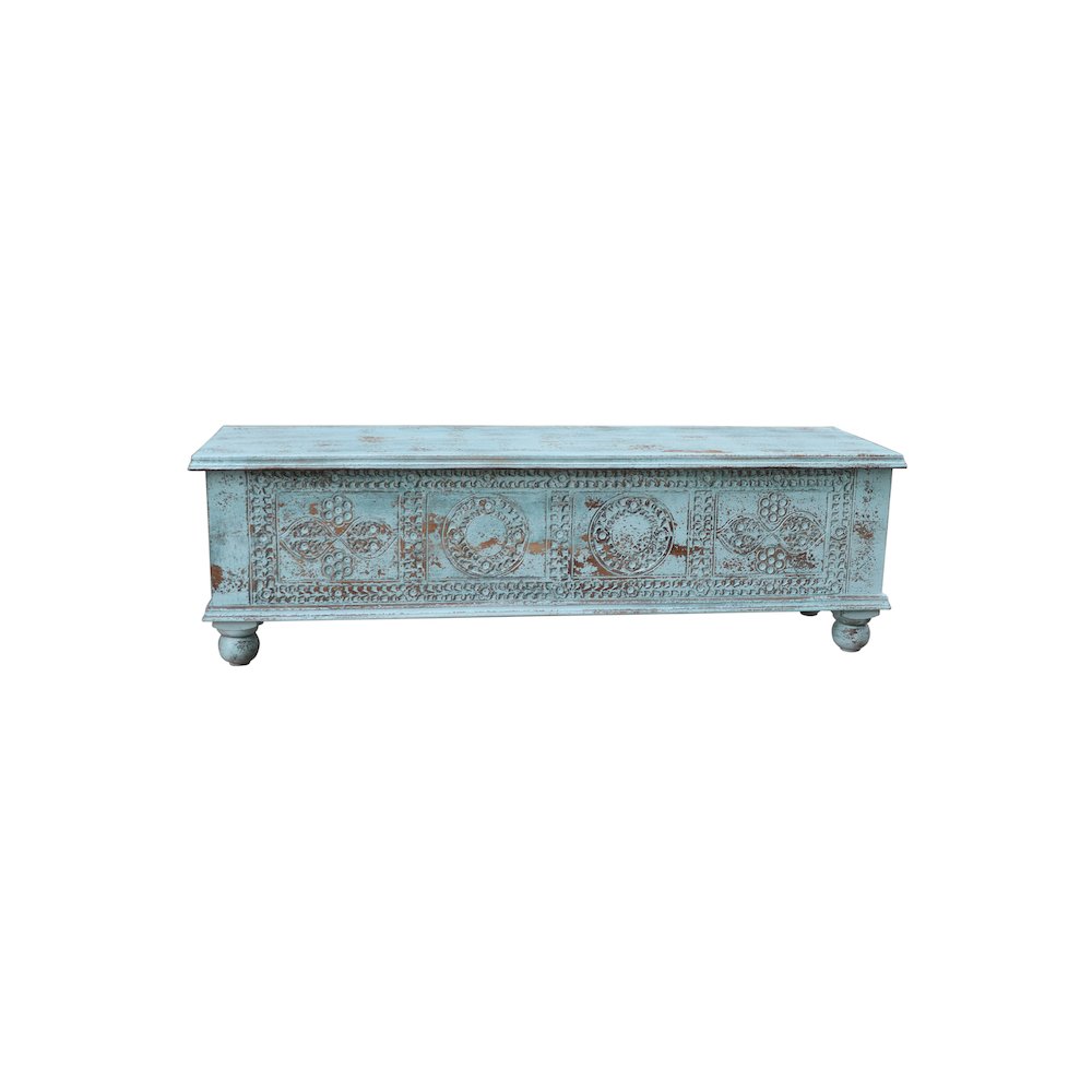 Eve Carved Solid Wood Storage Ottoman. Picture 2