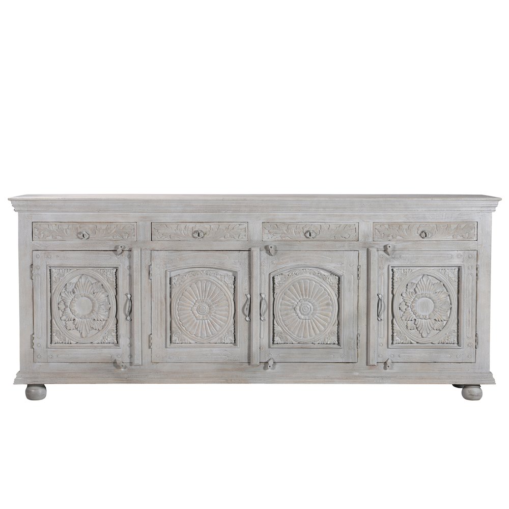 Elowen 4-drawer 4-door Floral Carved Solid Wood Sideboard. Picture 2
