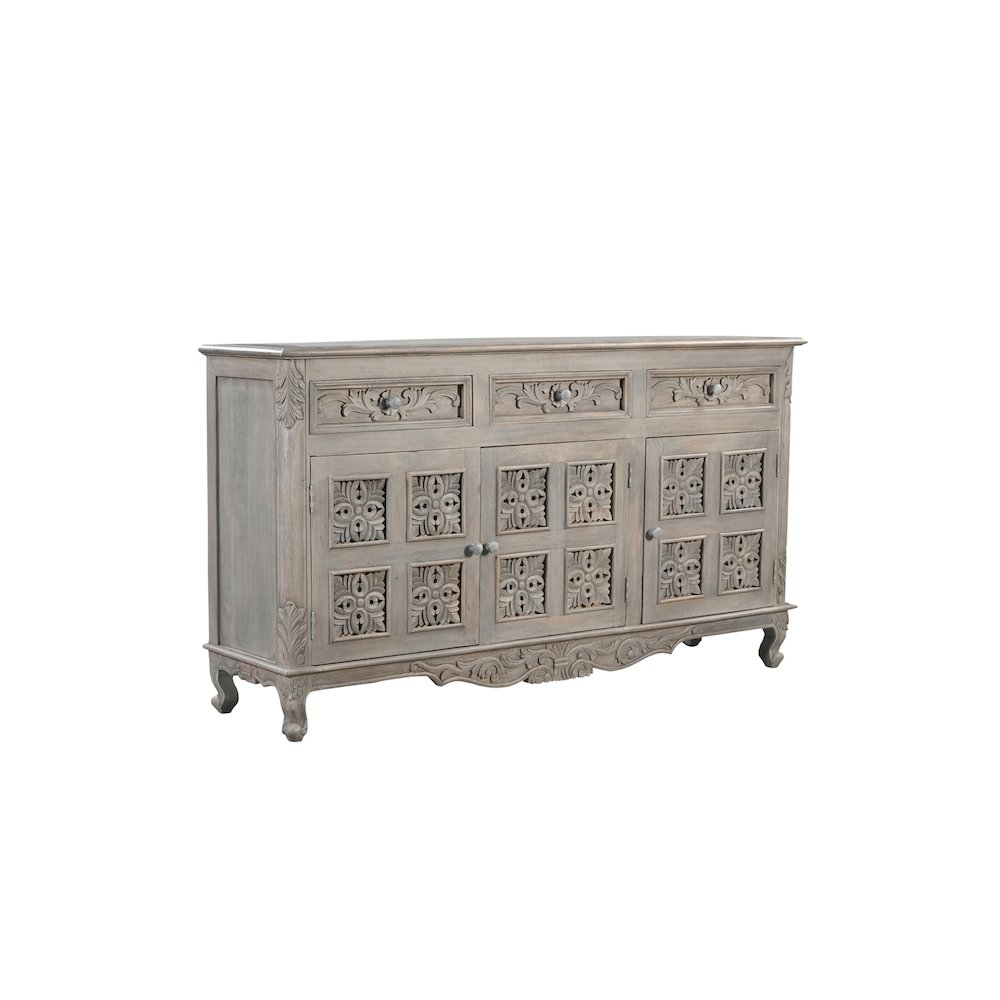 Grayson 3-drawer 3-door Carved Solid Wood Sideboard. Picture 2