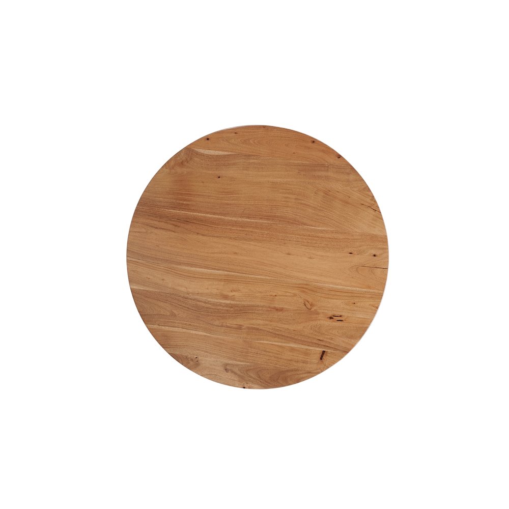 Renith Round Solid Wood Coffee Table, Brown. Picture 4