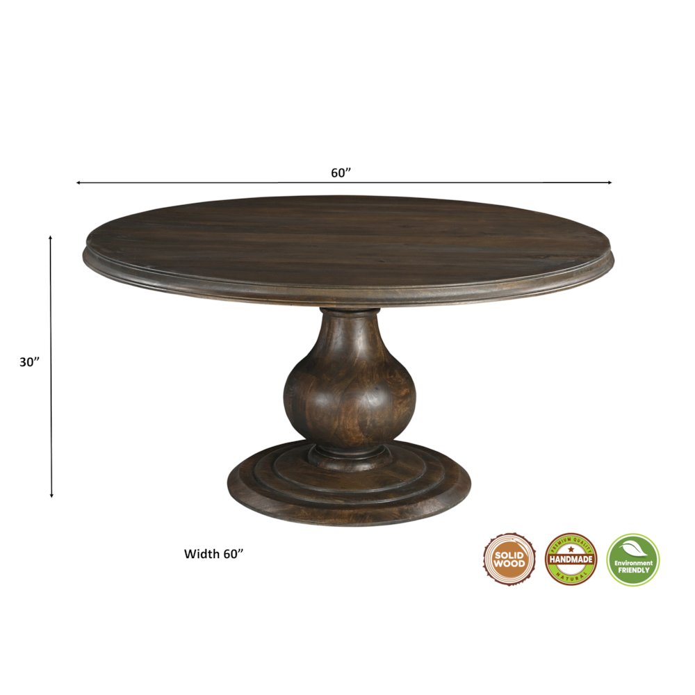 Adrien 60" Round Solid Wood Pedestal Dining Table. Picture 6