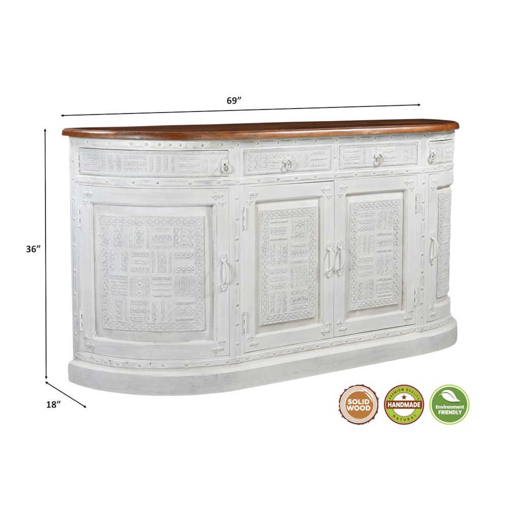 Grayson 4-drawer 4-door Carved Solid Wood Sideboard. Picture 7