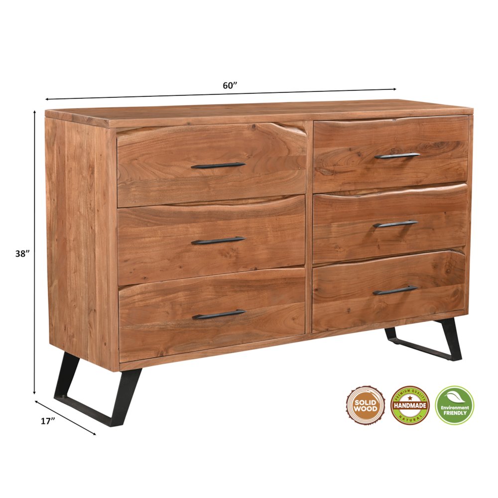 Ferris 6-drawer Live Edge Solid Wood Dresser. Picture 9