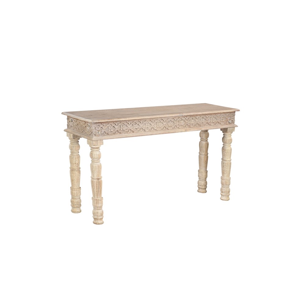 Eldris Carved Solid Wood Console Table. Picture 1