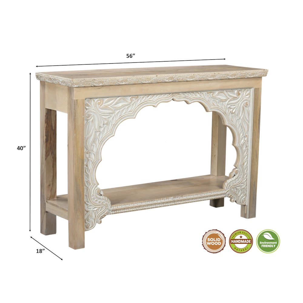 Grayson Carved Solid Wood Console Table. Picture 5