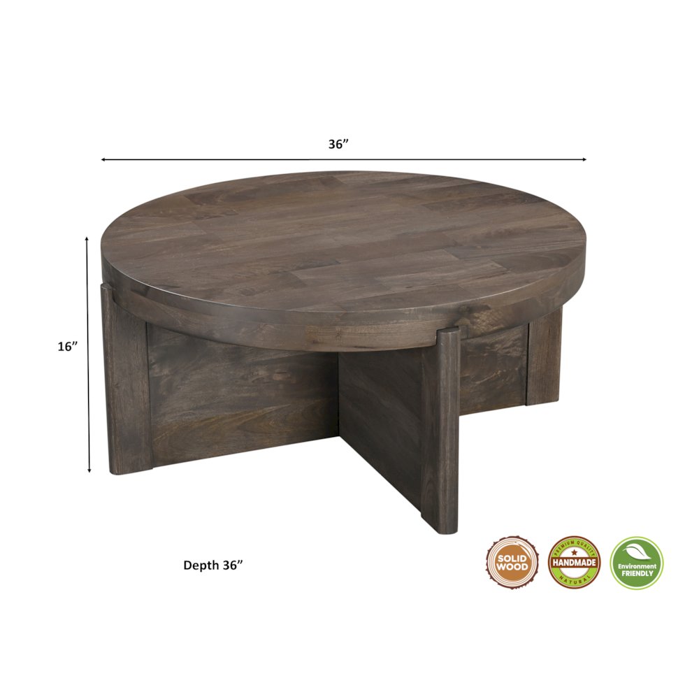 Adrien Round Solid Wood Coffee Table. Picture 7
