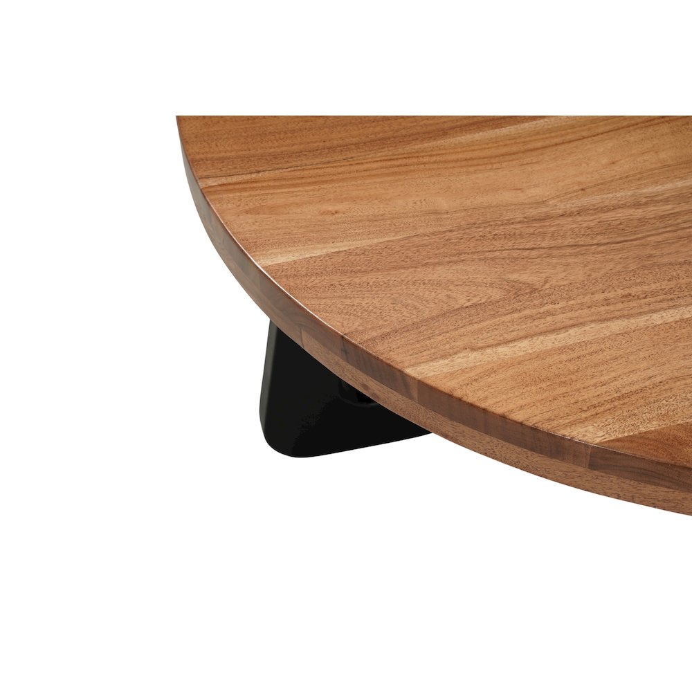 Renith Round Solid Wood Coffee Table, Brown. Picture 3