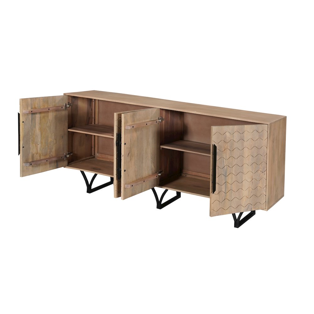 Lennox 4-door Geometric Pattern Solid Wood Sideboard. Picture 3