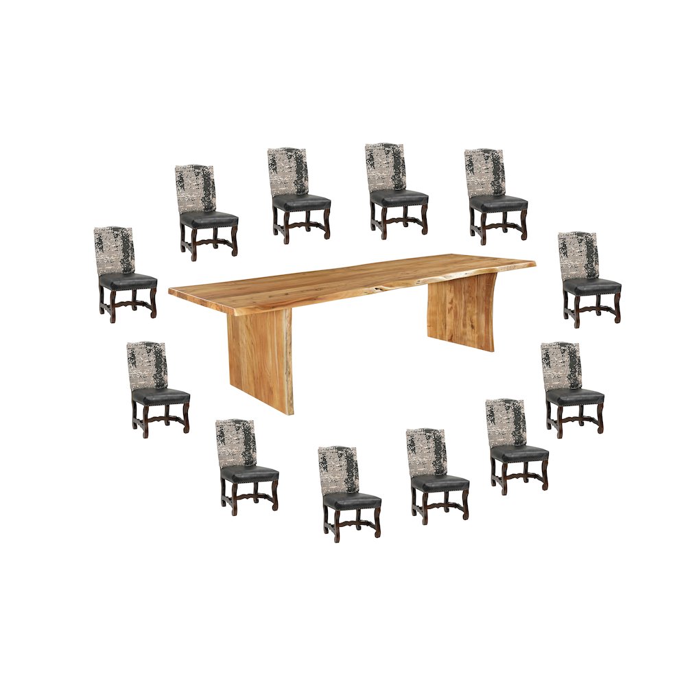 Savoy 13-piece Live Edge Solid Wood Dining Set. Picture 1