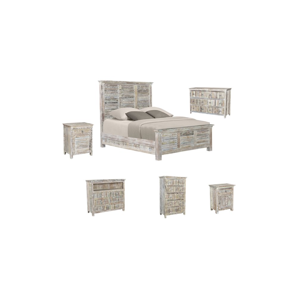Prescott Shutter Solid Wood King Panel Bed. Picture 9