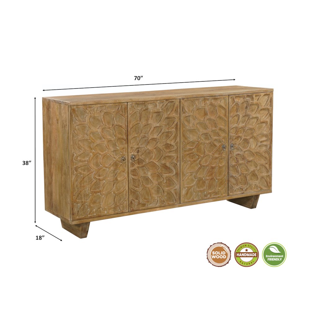Renith 4-door Carved Solid Wood Sideboard. Picture 7