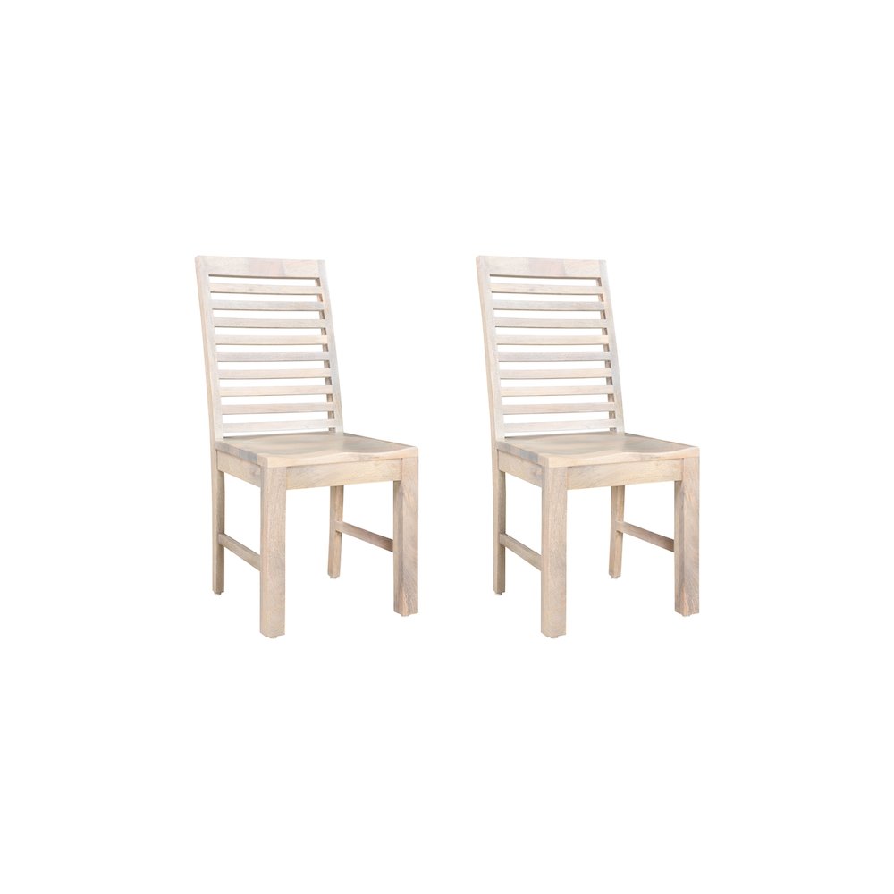 Reed Ladder Back Solid Wood Dining Chairs (Set of 2). Picture 1