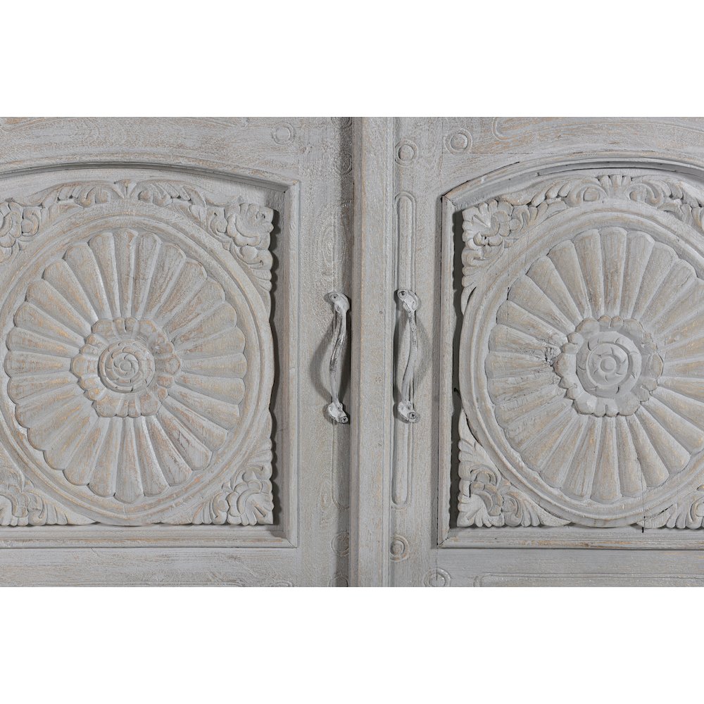 Elowen 4-drawer 4-door Floral Carved Solid Wood Sideboard. Picture 6