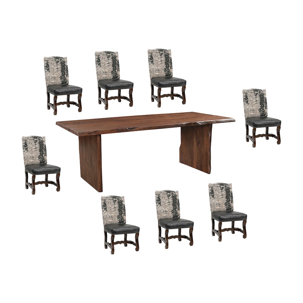 Savoy 9-piece Live Edge Solid Wood Dining Set. Picture 1
