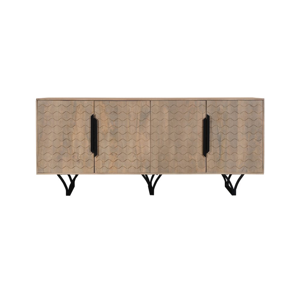 Lennox 4-door Geometric Pattern Solid Wood Sideboard. Picture 2