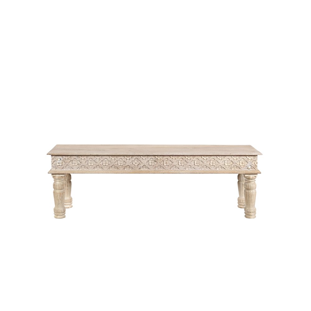 Eldris 58" Carved Solid Wood Dining Bench. Picture 2