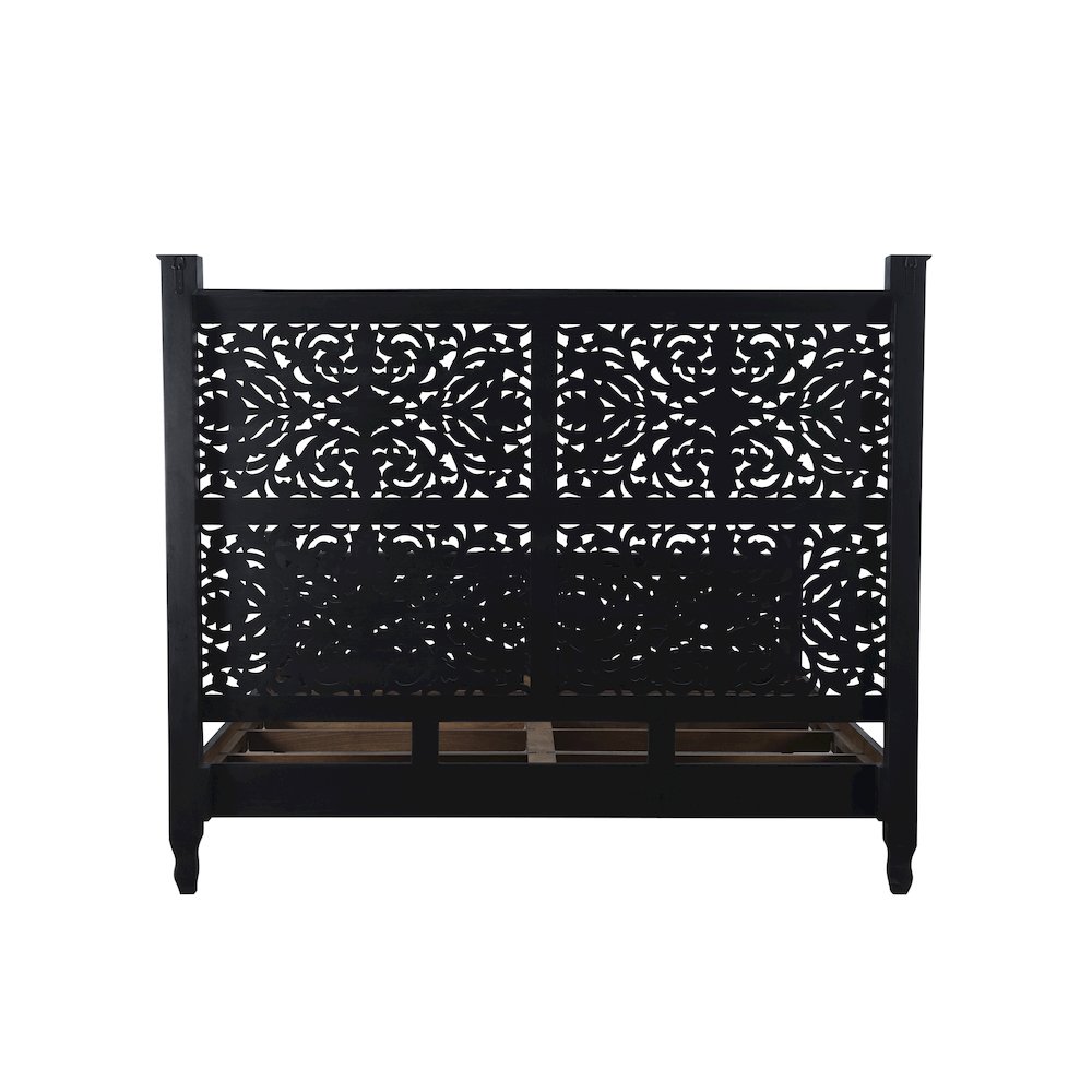 Elowen Floral Carved Solid Wood King Panel Bed. Picture 5