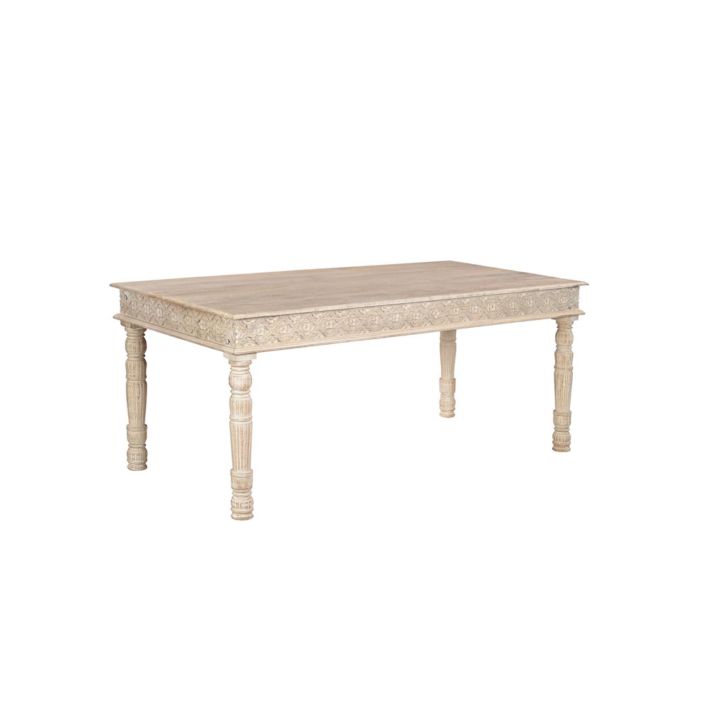 Eldris 72" Carved Solid Wood Dining Table. Picture 1