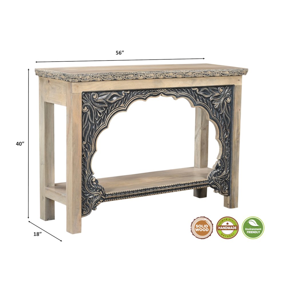 Grayson Carved Solid Wood Console Table. Picture 6